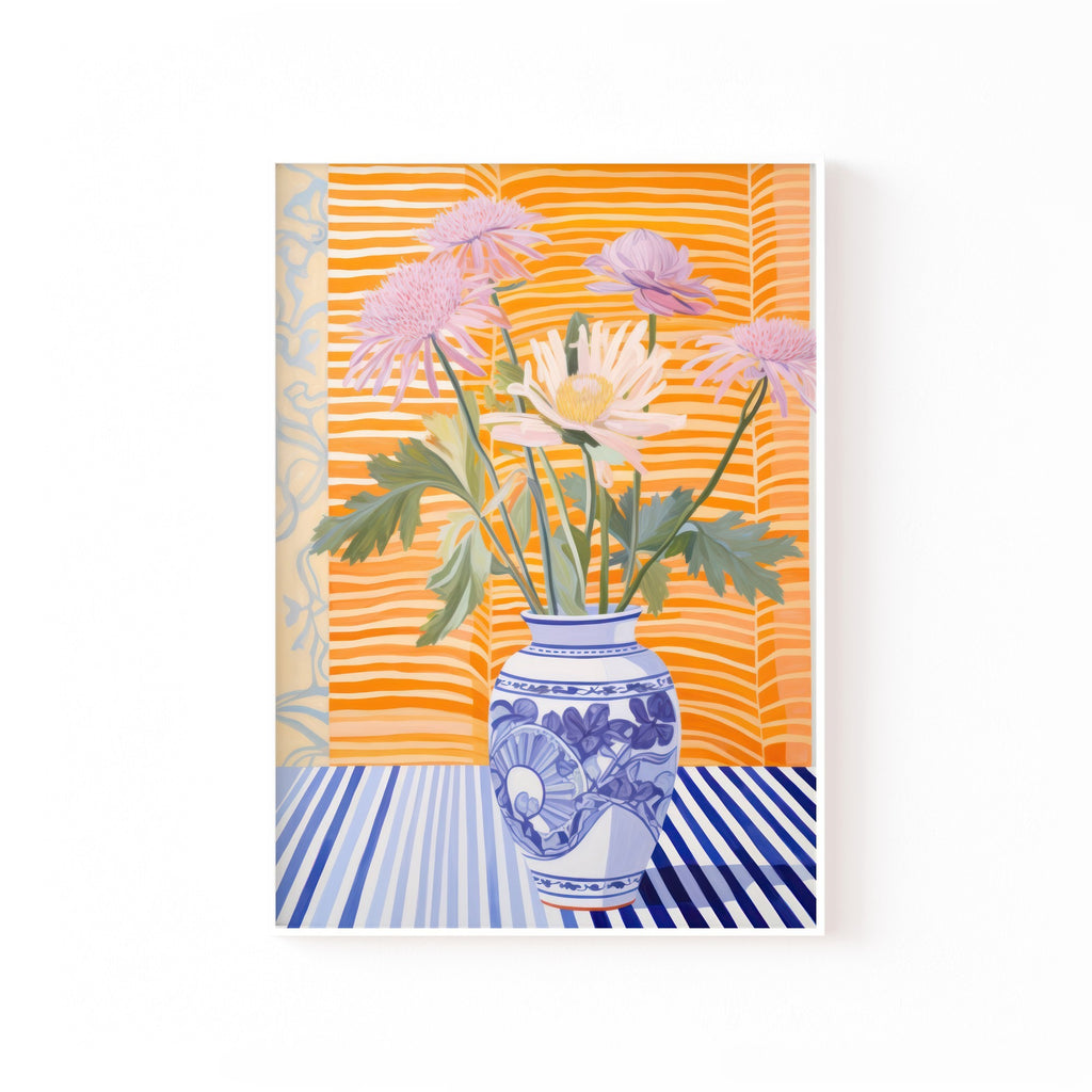 Flores sobre Amarillo – cuadro decorativo con marco blanco | Studio MagArt