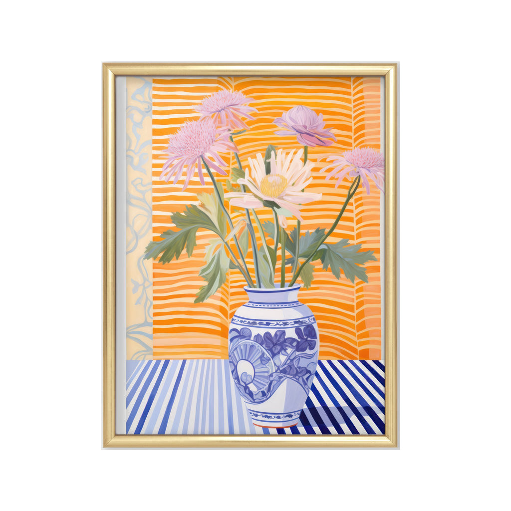 Flores sobre Amarillo – cuadro decorativo con marco dorado | Studio MagArt