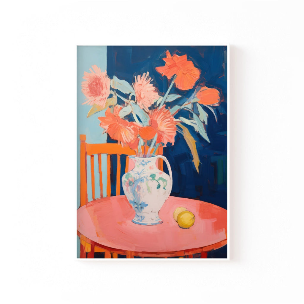 Flores sobre Mesa Rosa cuadro decorativo para sala moderna | arte para hogar | Studio MagArt