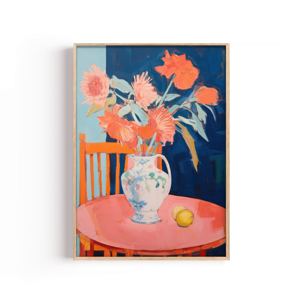Flores sobre Mesa Rosa cuadro decorativo para sala moderna | arte para hogar | Studio MagArt