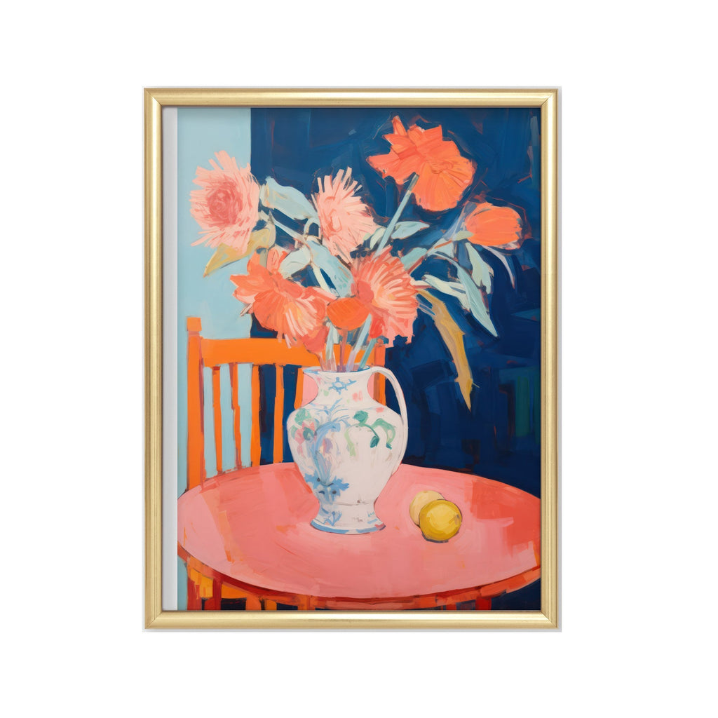 Flores sobre Mesa Rosa cuadro decorativo para sala moderna | arte para hogar | Studio MagArt