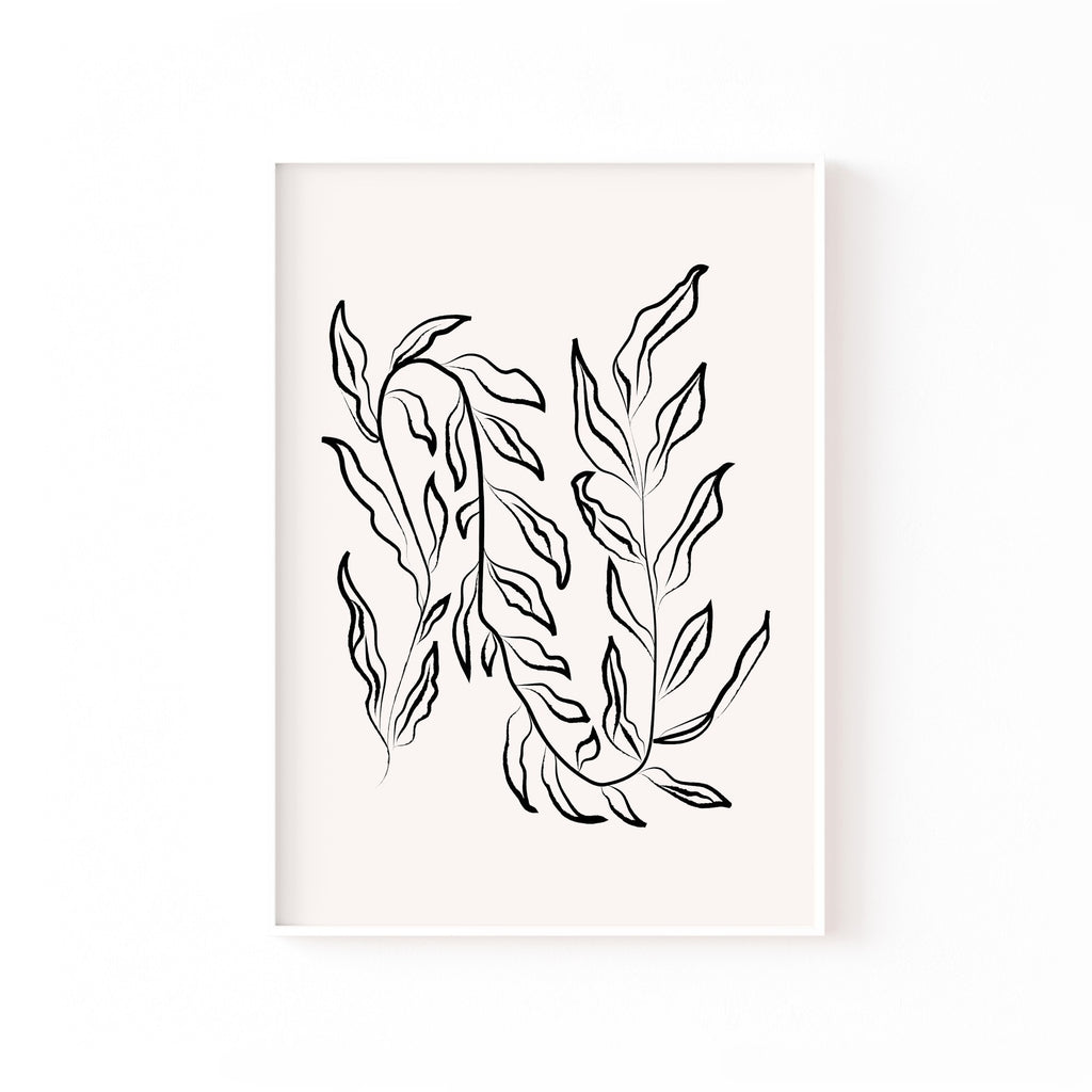 Follaje en Línea – cuadro decorativo con marco blanco | Studio MagArt