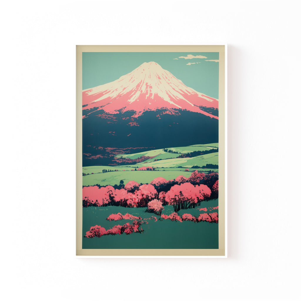 Fuji en Primavera – cuadro decorativo con marco blanco | Studio MagArt