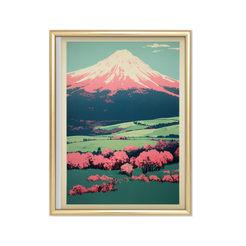 Fuji en Primavera – cuadro decorativo con marco dorado | Studio MagArt