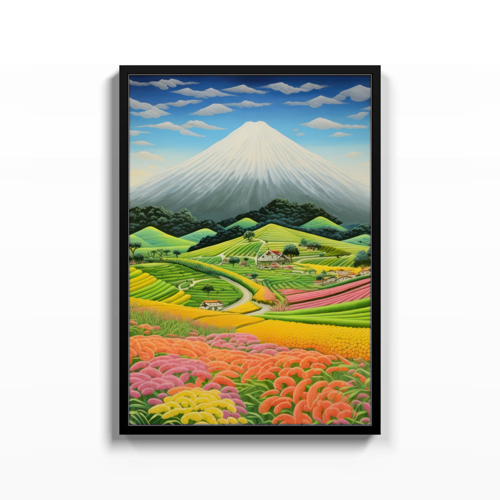 Fuji sobre Campos de Color – cuadro decorativo con marco negro | Studio MagArt