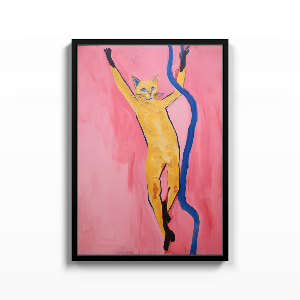 Gato Dorado sobre Rosa cuadro decorativo para sala moderna | arte para hogar | Studio MagArt