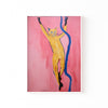 Gato Dorado sobre Rosa cuadro decorativo para sala moderna | arte para hogar | Studio MagArt