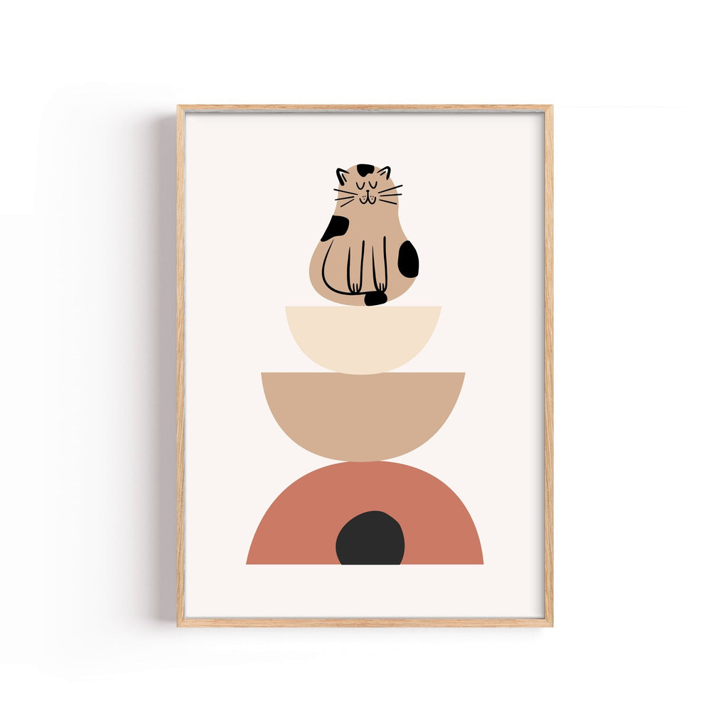Gato en Equilibrio – cuadro decorativo con marco natural | Studio MagArt