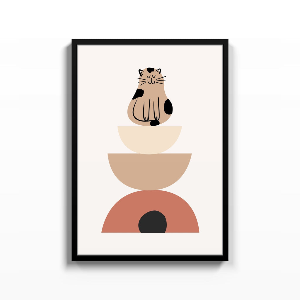 Gato en Equilibrio – cuadro decorativo con marco negro | Studio MagArt
