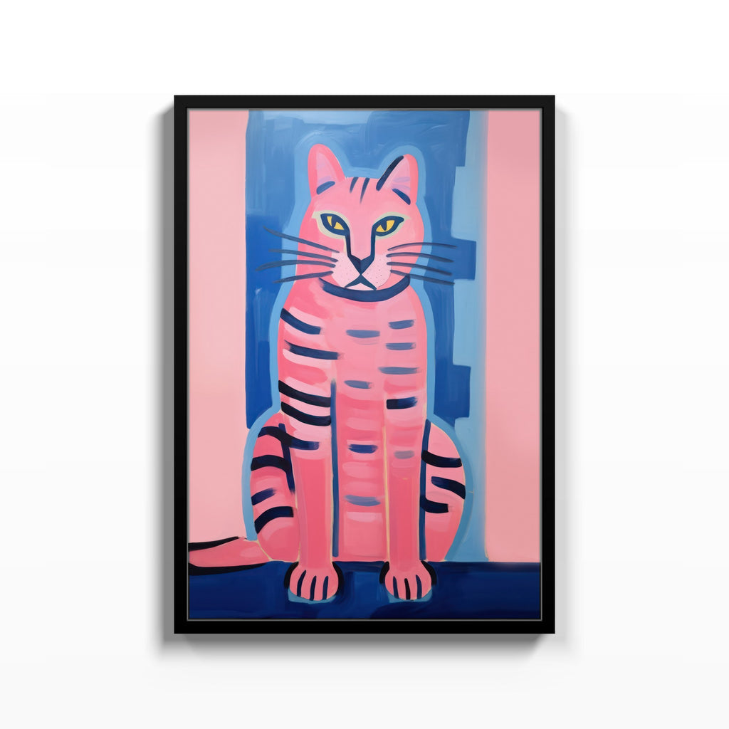Gato Rosa – cuadro decorativo con marco negro | Studio MagArt