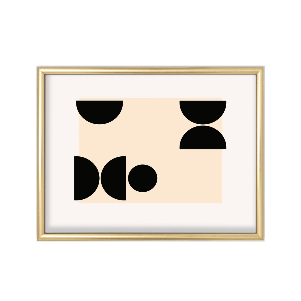 Geometría Bauhaus Negra – cuadro decorativo con marco dorado | Studio MagArt