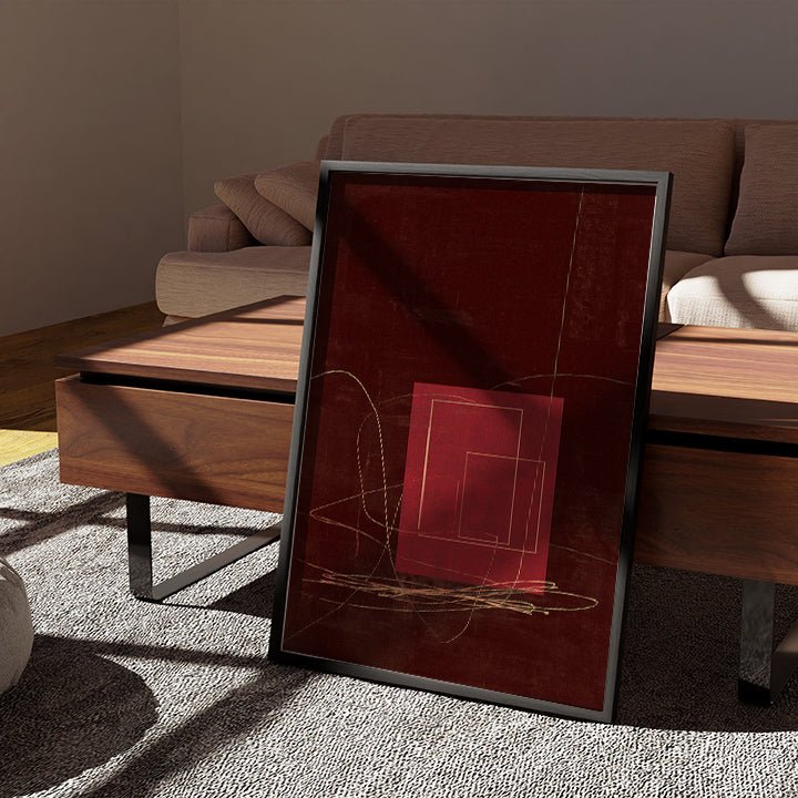 Geometría Carmesí cuadro decorativo para sala moderna | arte para hogar | Studio MagArt
