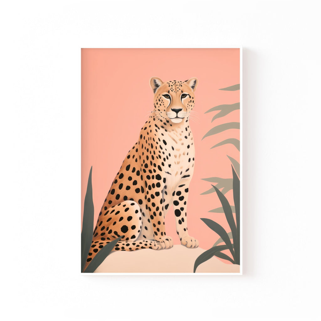 Guepardo Rosa – cuadro decorativo con marco blanco | Studio MagArt