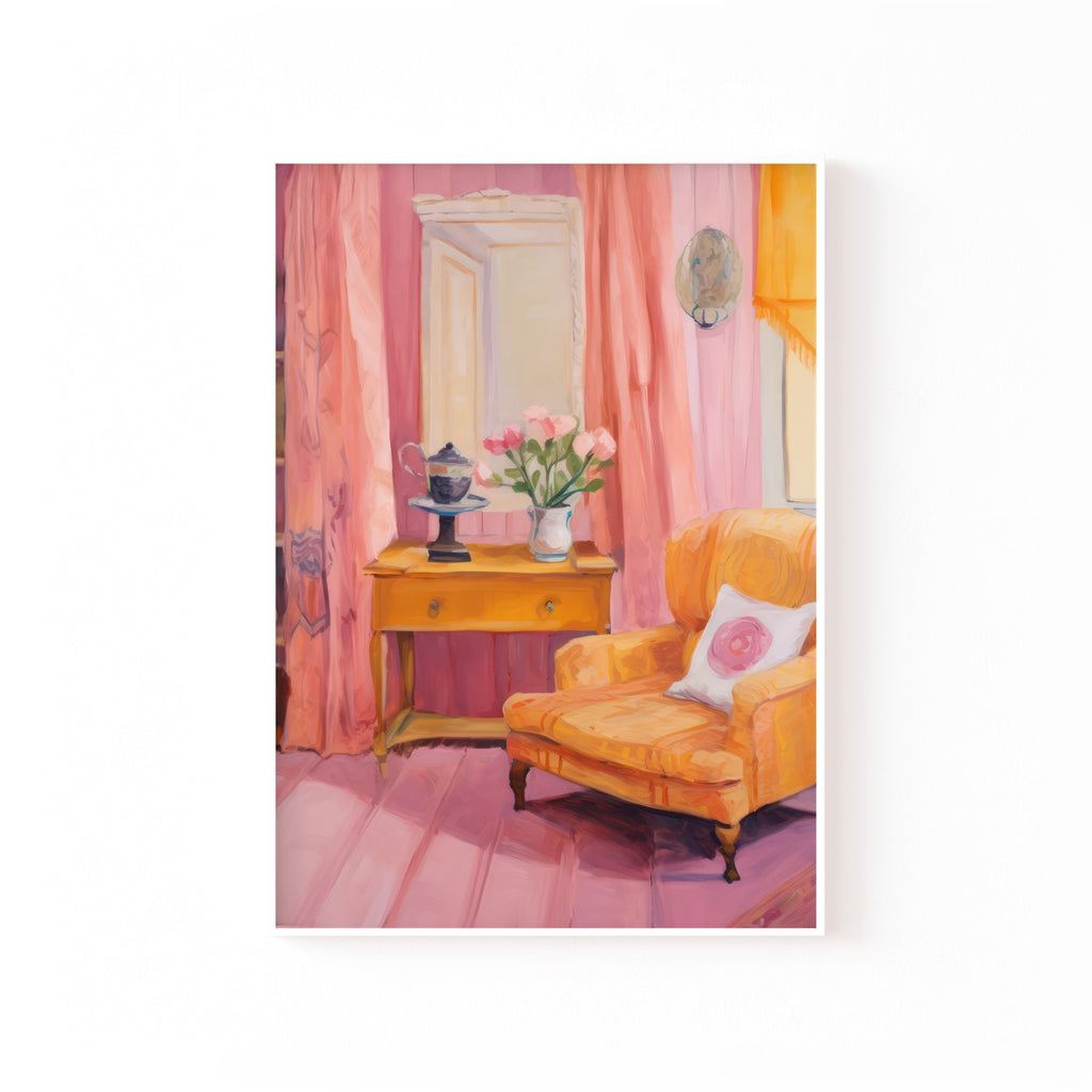 Habitación Rosa – cuadro decorativo con marco blanco | Studio MagArt