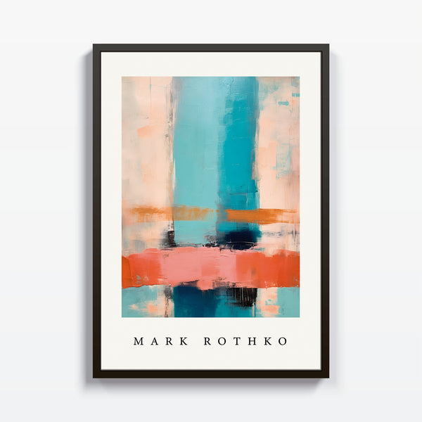 Inspirado "Mark Rothko" Abstracto en Azul y Coral cuadro decorativo para sala moderna | arte para hogar | Studio MagArt