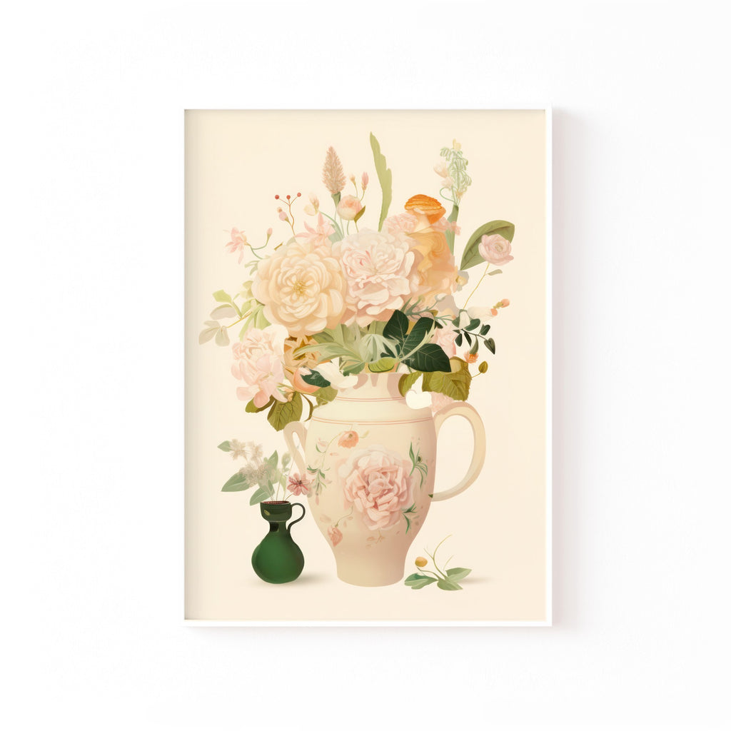 Jarra con Rosas – cuadro decorativo con marco blanco | Studio MagArt