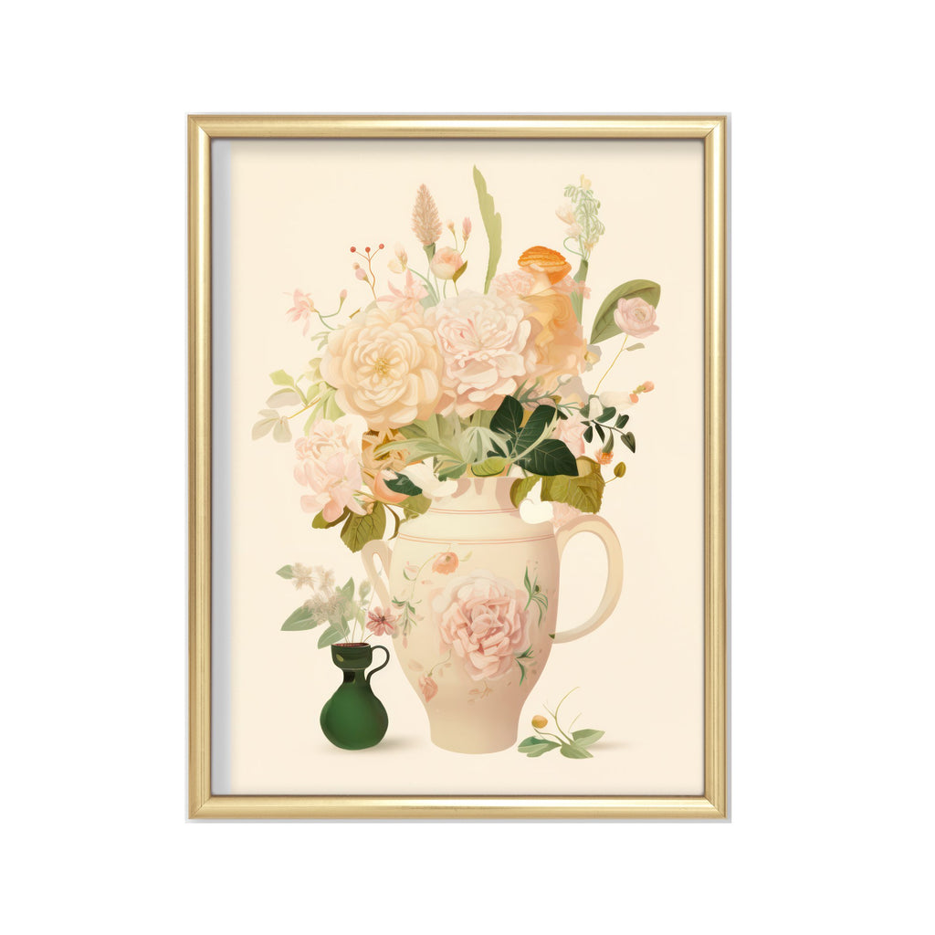 Jarra con Rosas – cuadro decorativo con marco dorado | Studio MagArt