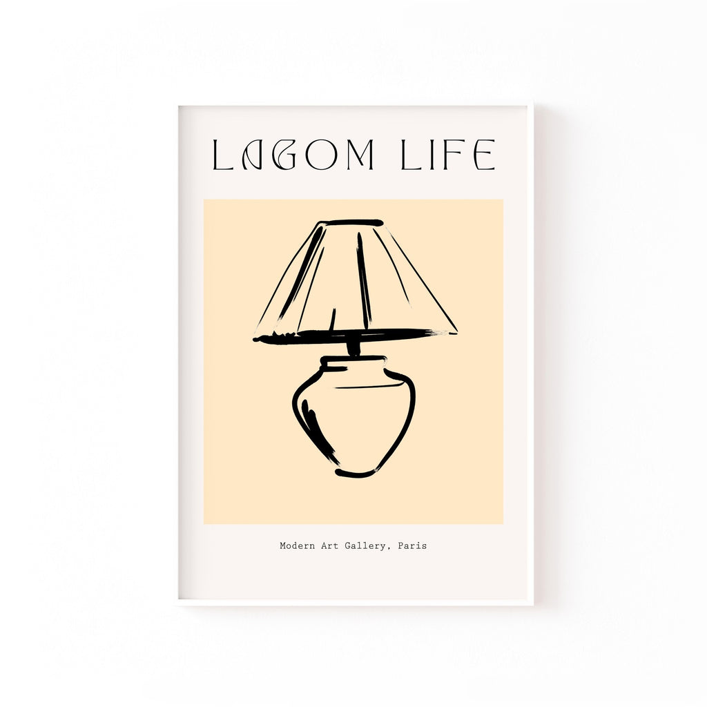Lagom Life Lámpara – cuadro decorativo con marco blanco | Studio MagArt
