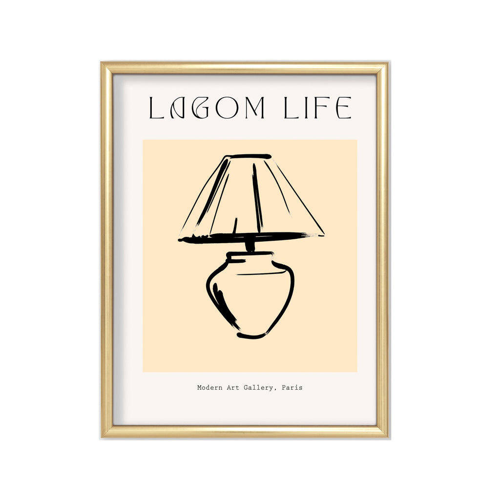 Lagom Life Lámpara – cuadro decorativo con marco dorado | Studio MagArt