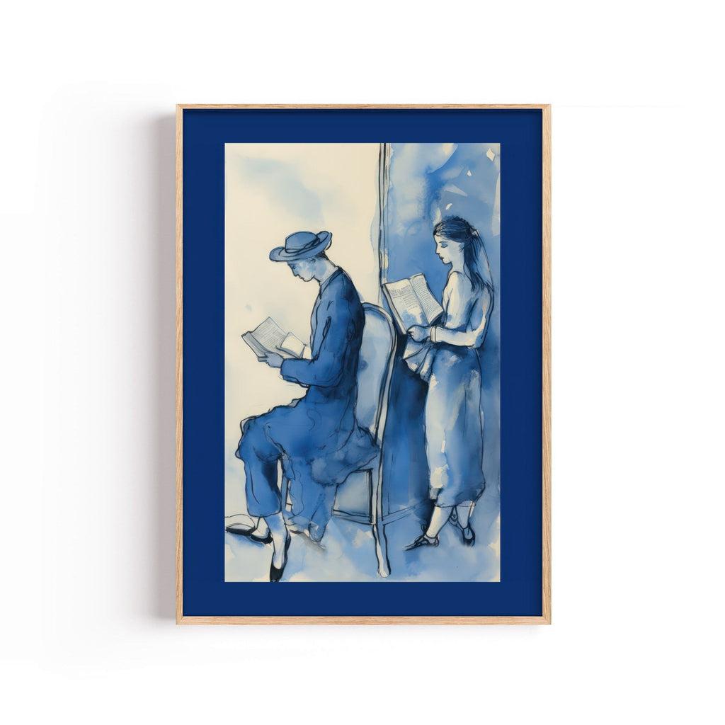 Lectores en Azul cuadro decorativo para sala moderna | arte para hogar | Studio MagArt