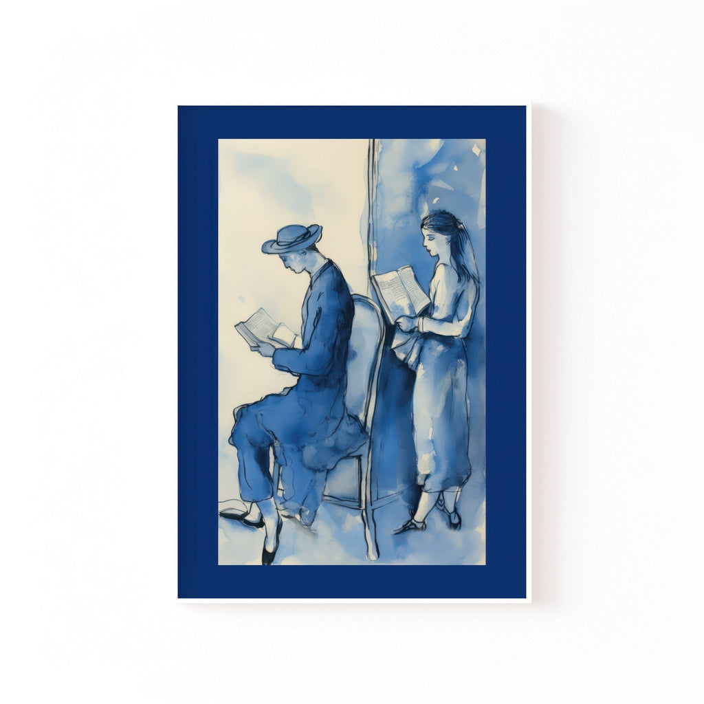 Lectores en Azul cuadro decorativo para sala moderna | arte para hogar | Studio MagArt