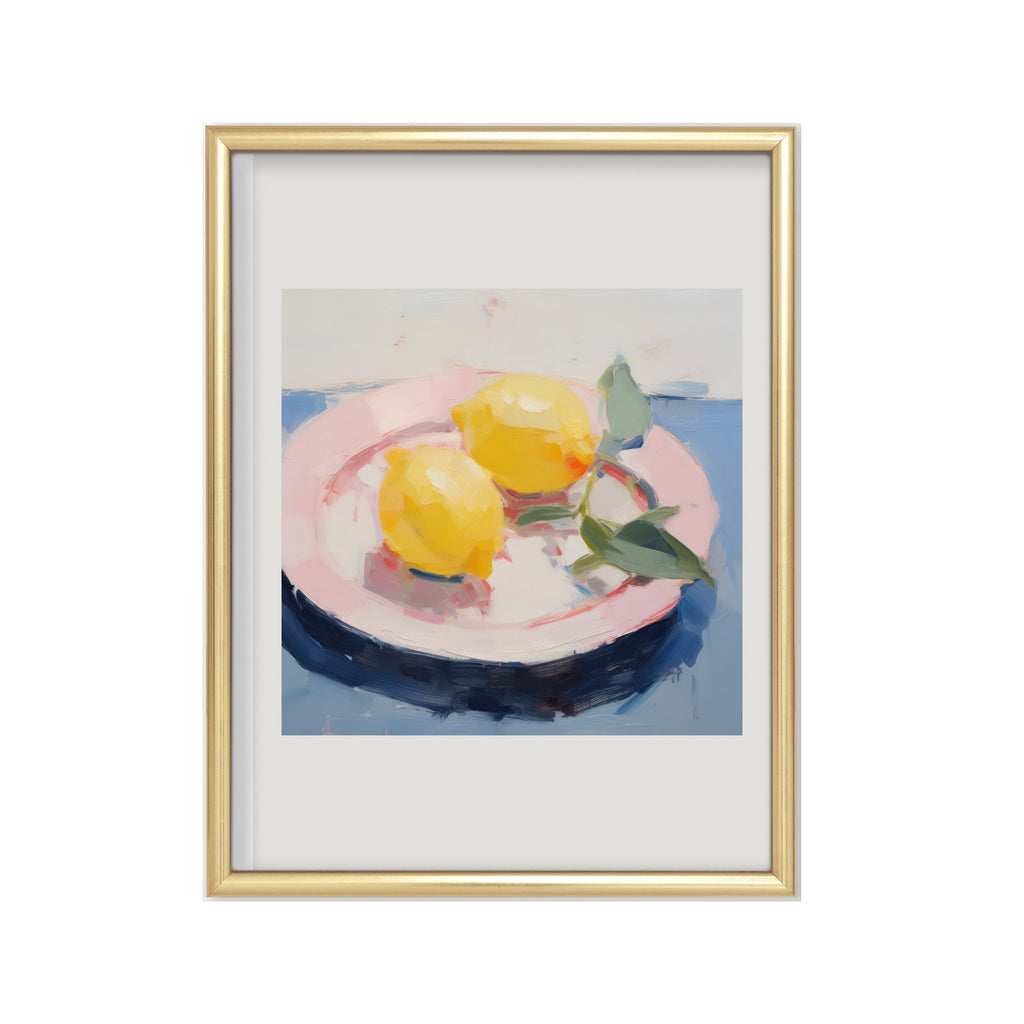 Limones en el Plato – cuadro decorativo con marco dorado | Studio MagArt