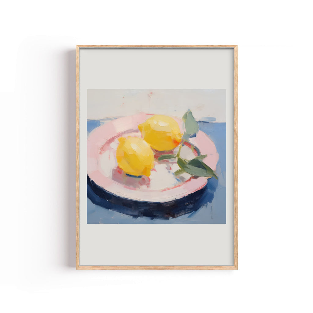 Limones en el Plato – cuadro decorativo con marco natural | Studio MagArt