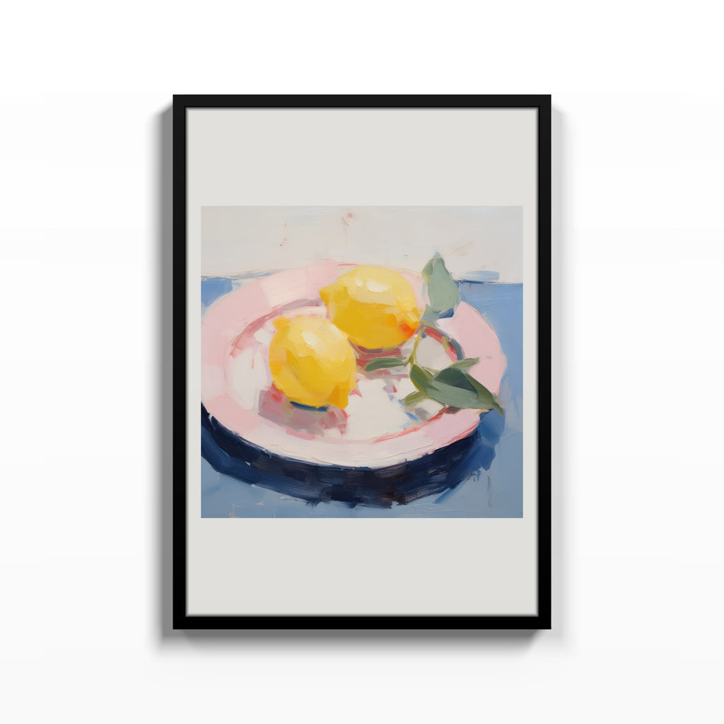 Limones en el Plato – cuadro decorativo con marco negro | Studio MagArt