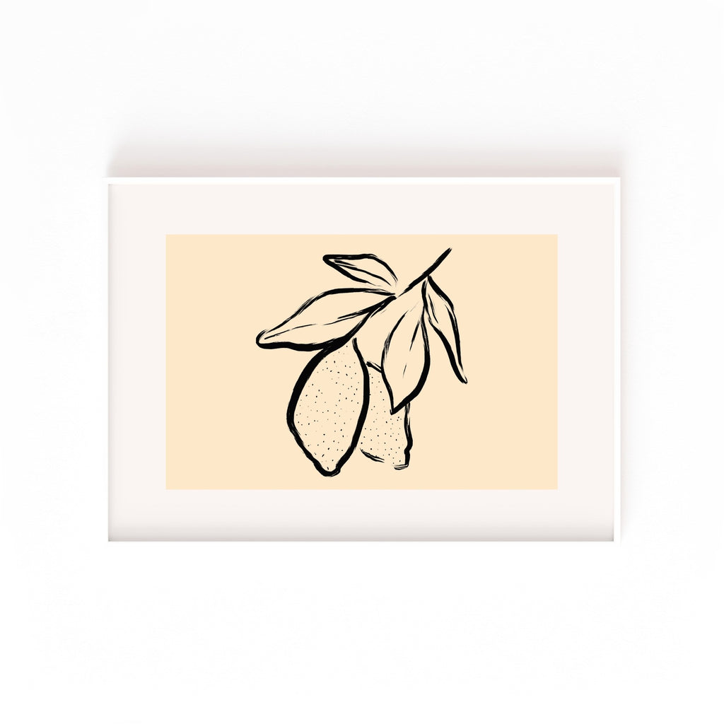 Limones en Línea – cuadro decorativo con marco blanco | Studio MagArt