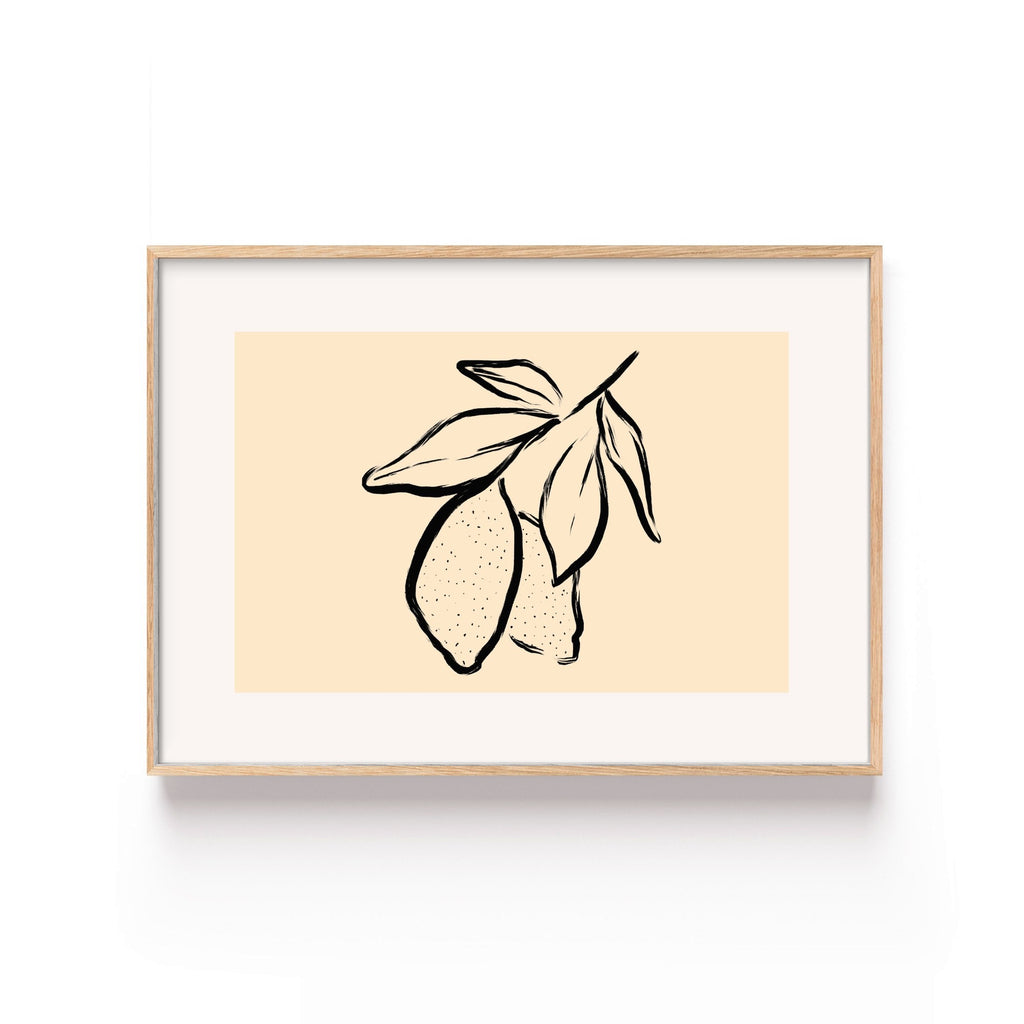 Limones en Línea – cuadro decorativo con marco natural | Studio MagArt