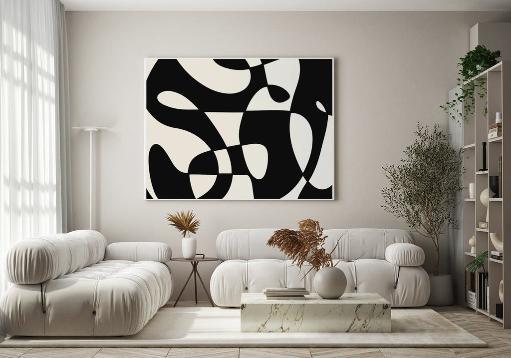 Lineas en Blanco y Negro - Fluidez en Movimiento Abstracto cuadro decorativo para sala moderna | arte para hogar | Studio MagArt