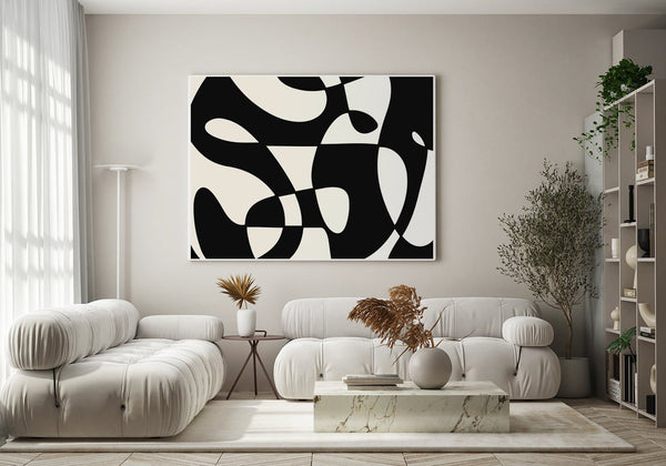 Lineas en Blanco y Negro - Fluidez en Movimiento Abstracto cuadro decorativo para sala moderna | arte para hogar | Studio MagArt