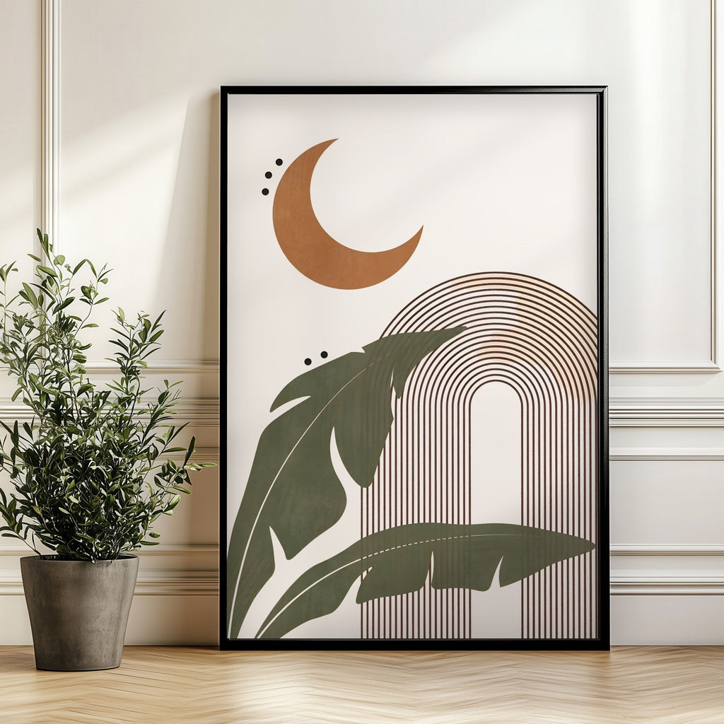 Luna y Hojas cuadro decorativo para sala moderna | arte para hogar | Studio MagArt