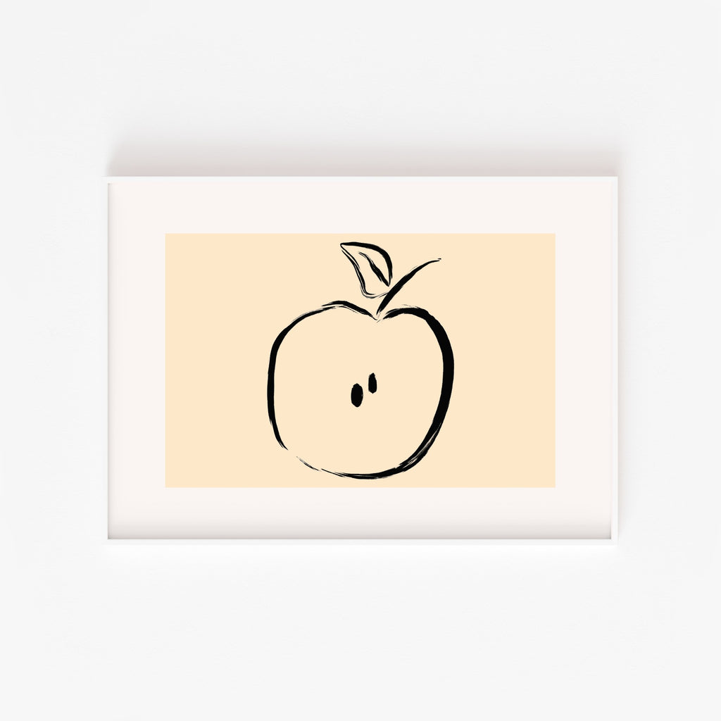 Manzana en Línea – cuadro decorativo con marco blanco | Studio MagArt