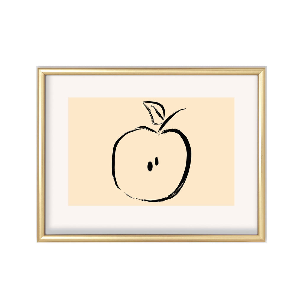 Manzana en Línea – cuadro decorativo con marco dorado | Studio MagArt