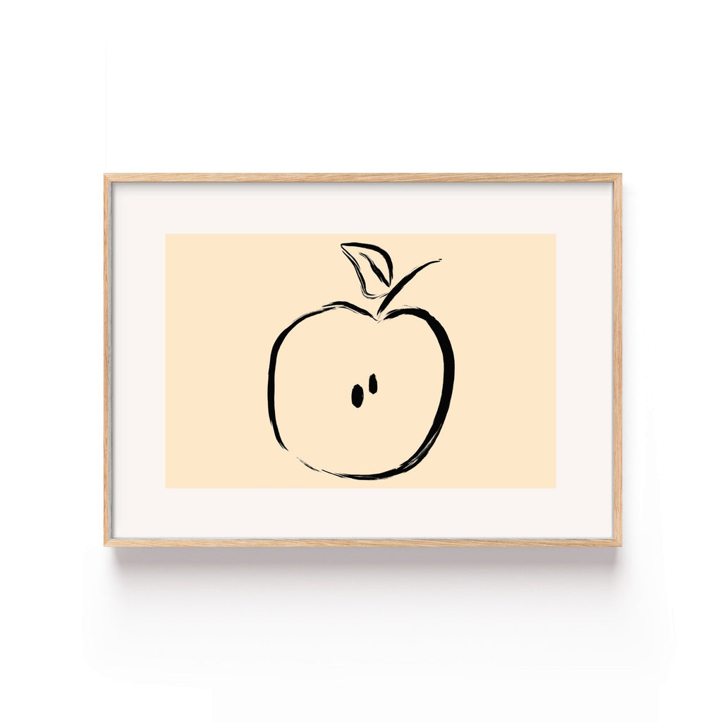 Manzana en Línea – cuadro decorativo con marco natural | Studio MagArt