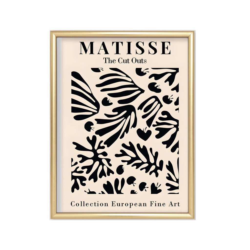 Matisse · Hojas Negras – cuadro decorativo con marco dorado | Studio MagArt