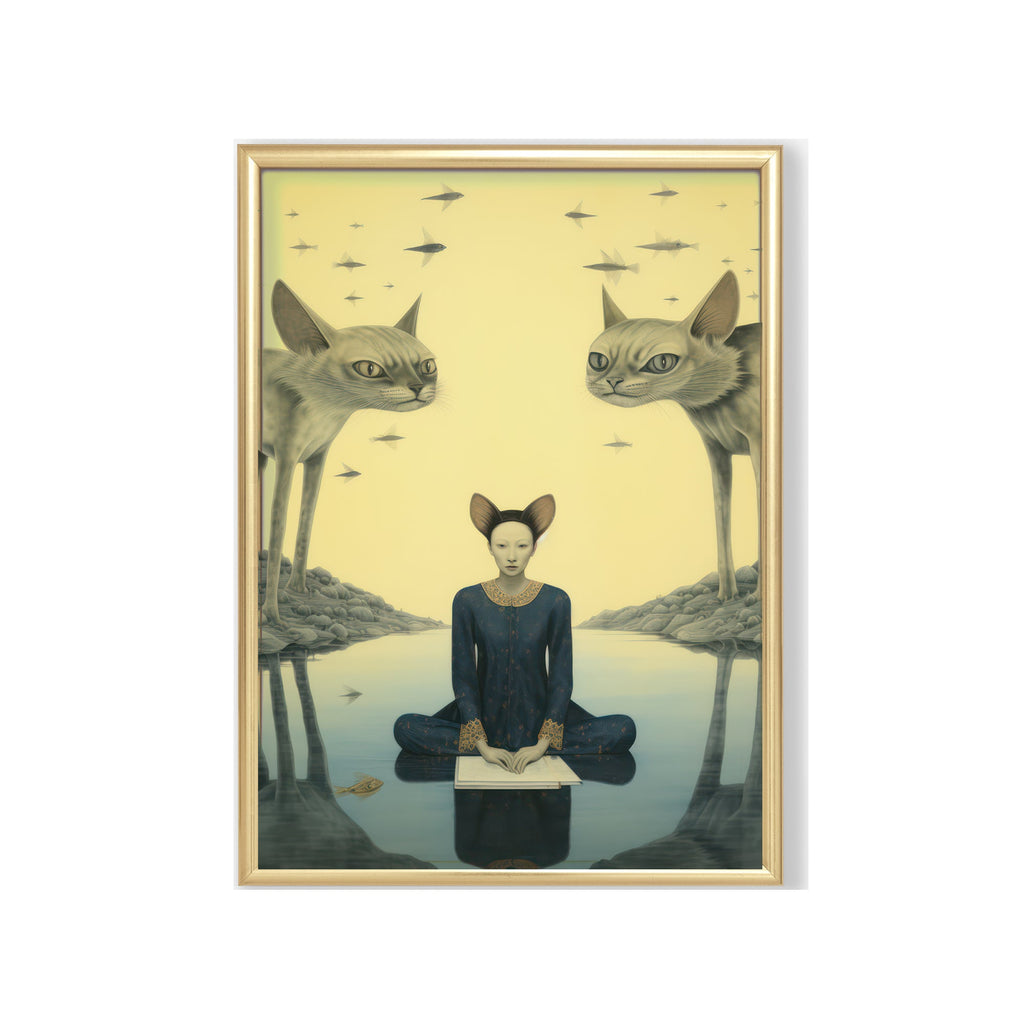 Meditación Felina cuadro decorativo para sala moderna | arte para hogar | Studio MagArt