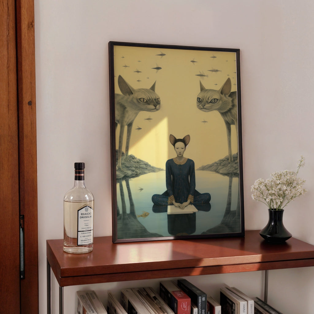 Meditación Felina cuadro decorativo para sala moderna | arte para hogar | Studio MagArt