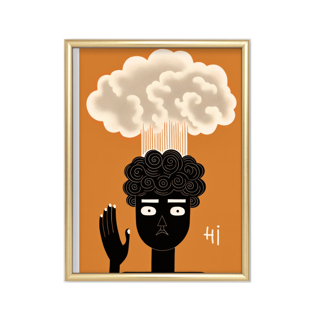 Mente en las Nubes – cuadro decorativo con marco dorado | Studio MagArt