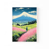 Monte Fuji entre Flores Rosas – cuadro decorativo con marco blanco | Studio MagArt