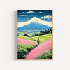 Monte Fuji entre Flores Rosas – cuadro decorativo con marco natural | Studio MagArt