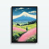 Monte Fuji entre Flores Rosas – cuadro decorativo con marco negro | Studio MagArt