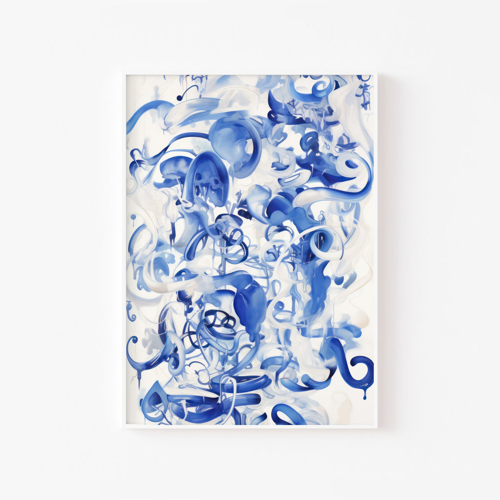 Mosaico Azul – cuadro decorativo con marco blanco | Studio MagArt
