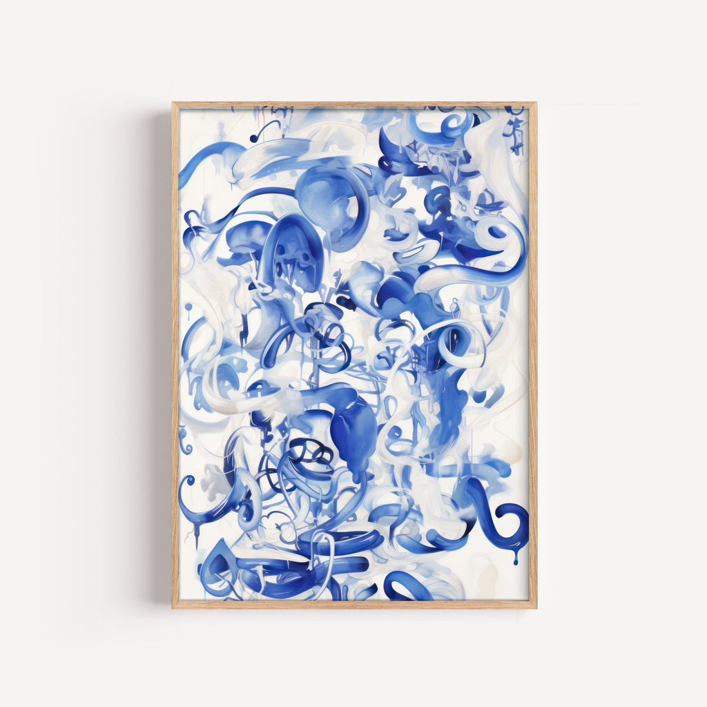 Mosaico Azul – cuadro decorativo con marco natural | Studio MagArt
