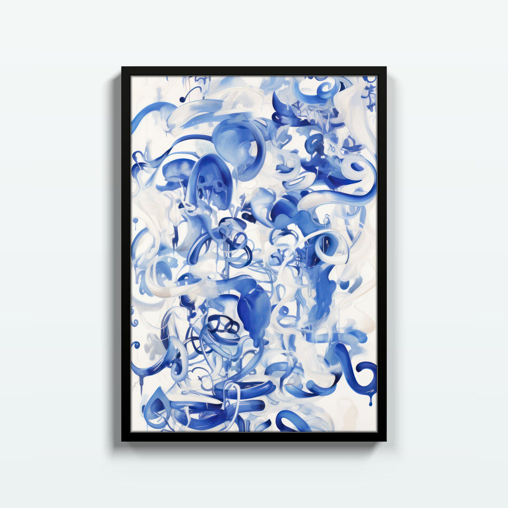 Mosaico Azul – cuadro decorativo con marco negro | Studio MagArt