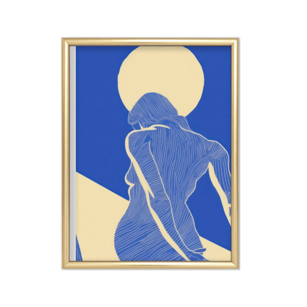 Mujer Azul bajo la Luna – cuadro decorativo con marco dorado | Studio MagArt
