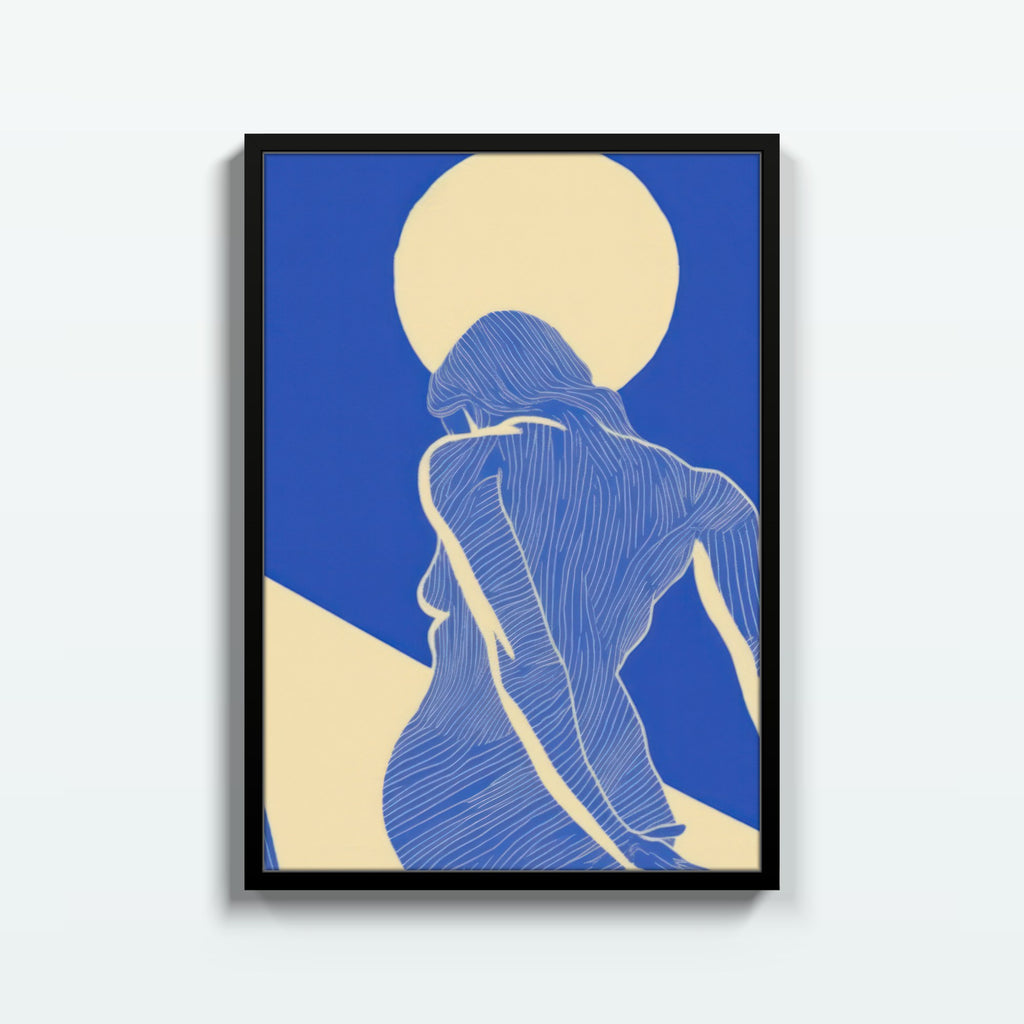 Mujer Azul bajo la Luna – cuadro decorativo con marco negro | Studio MagArt