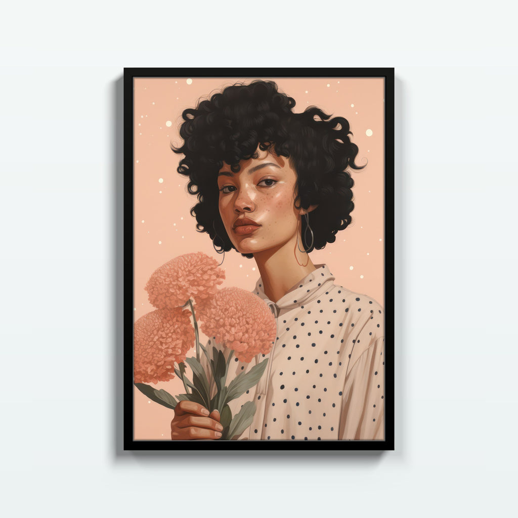 Mujer con Claveles – cuadro decorativo con marco negro | Studio MagArt