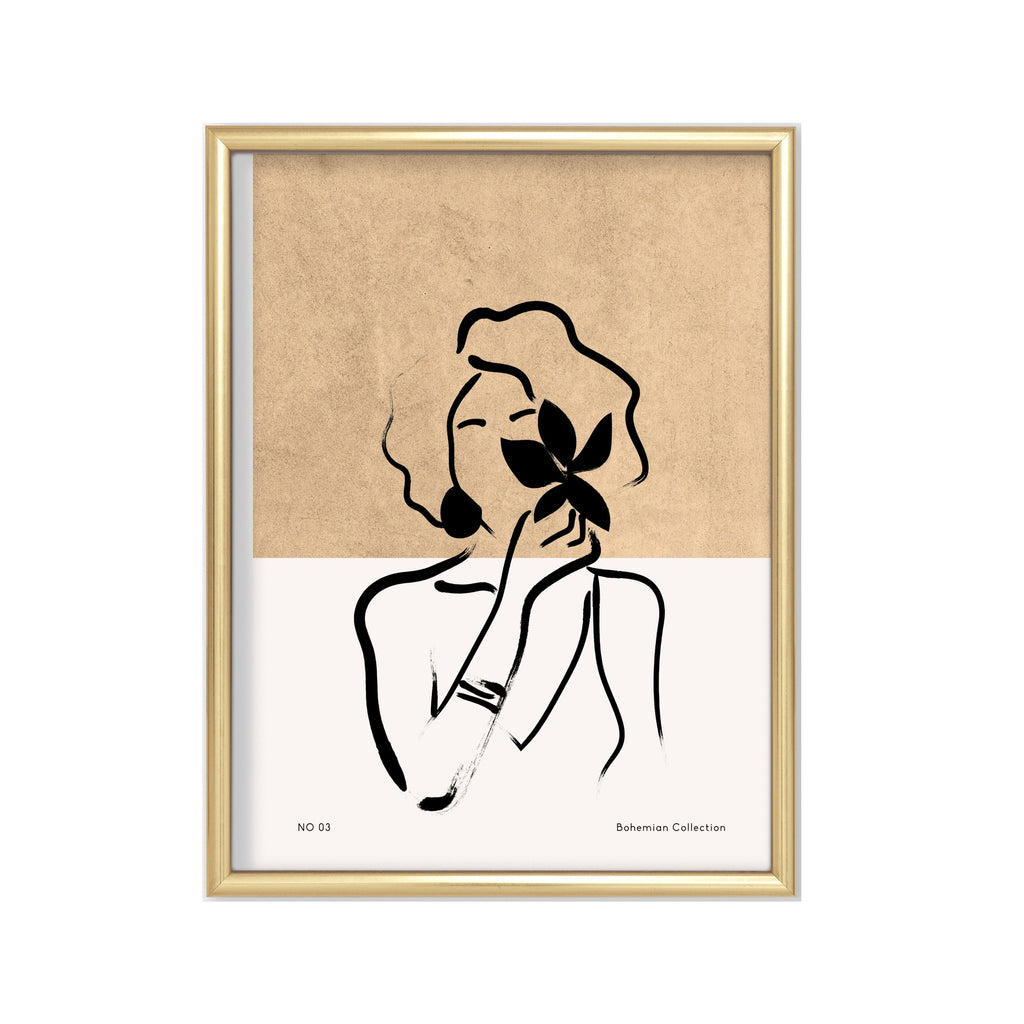 Mujer con Flor – cuadro decorativo con marco dorado | Studio MagArt